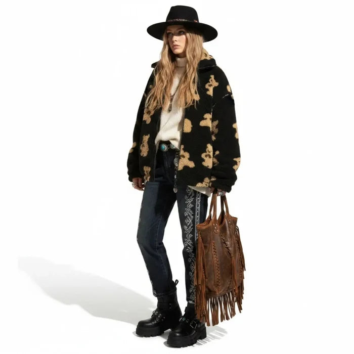 Womens' Oversized Reversible Teddy Bear Puffer Jacket / large / streetwear / unisex