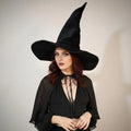 Oversized Tall Wide Wicked Witch Hat in black or green velvet with adjustable extra tall crown wide brim