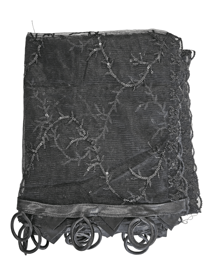 Pakistani Indian Embroided Black Net Dupatta - thefancydress.co.uk