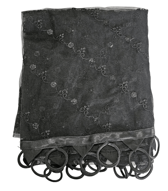 Pakistani Indian Embroided Black Net Dupatta - thefancydress.co.uk