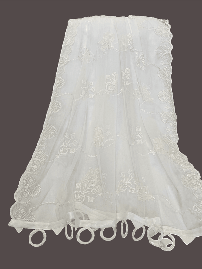 Pakistani Indian Embroided Net Dupatta - thefancydress.co.uk