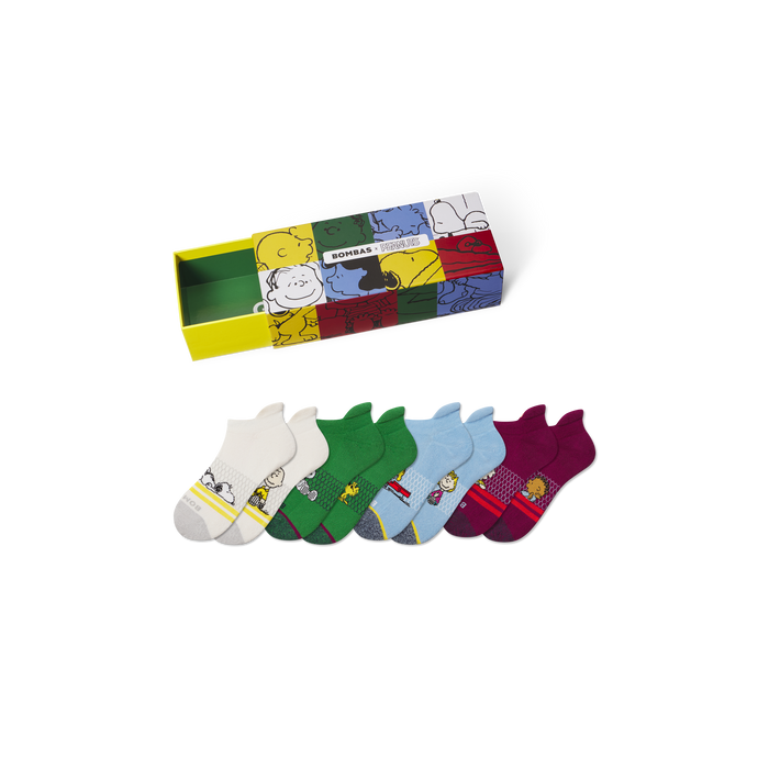 Peanuts x Bombas: Youth Ankle Sock 4-Pack Gift Box