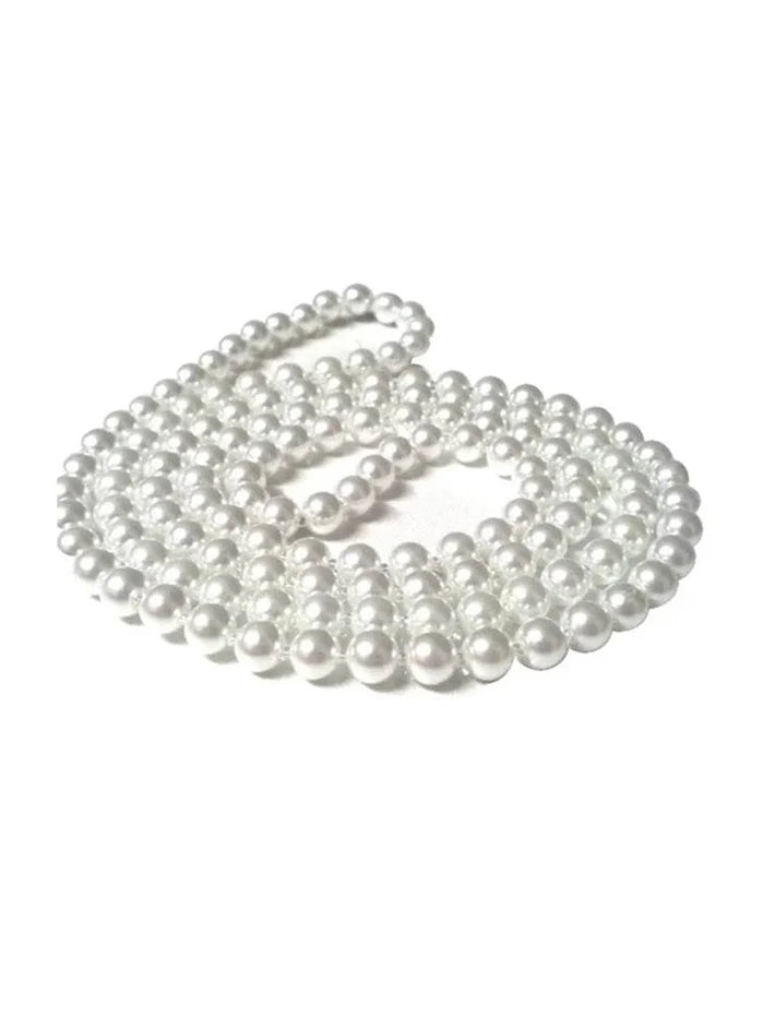 Pearl Beads Necklace (Approx 48 Inches) - thefancydress.co.uk