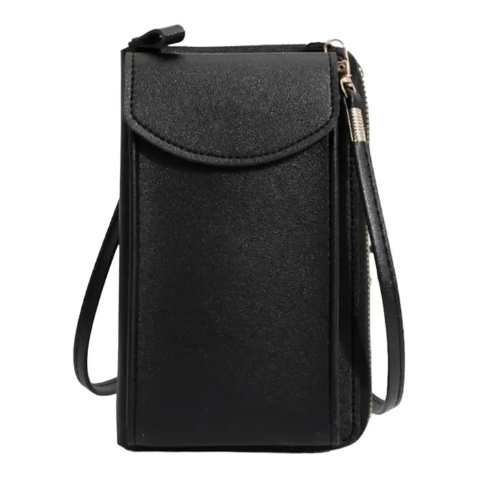 Phone Wallet Mini Crossbody Bag with front phone pocket and adjustable strap black/ women's/ one size