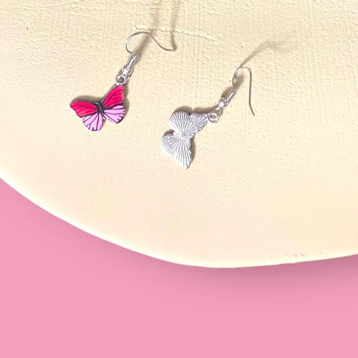 Pink Butterfly Dangle Earrings women's/ one size / fish hook / monarch
