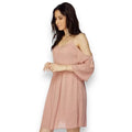 Pink Cold Shoulder Summer Mini Dress