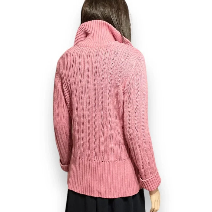 Pink Collared Button Down Knit Cardigan