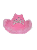 Pink Cowboy Hat with Fluff Trim - thefancydress.co.uk