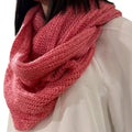 pink infinity knitted scarf with sequins wide loop winter neck wrap laid flat
