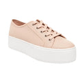pink leather lace up chunky sole sneakers with white platform and perforated uppers women’s size 10