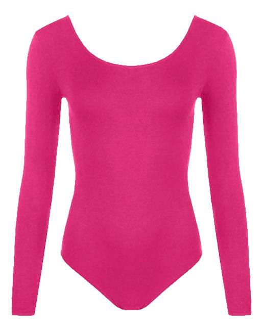 Pink Long Sleeve Microfibre Leotard for Girls