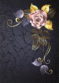 DoorFoto Door Cover Pink Rose with Golden Leaves