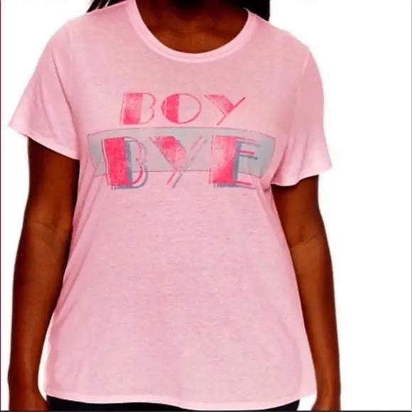 Pink Short Sleeve 'Boy Bye' Graphic Plus T-Shirt- Wild Time Fashion