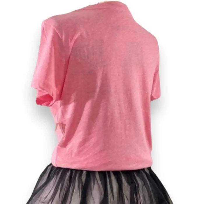 Aeropostale pink short sleeve graphic tee laid flat with black retro print back view