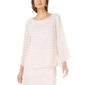 Pink Textured Striped A-line Sleeve Top