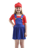 Plumber Bro Red/Blue Costume for Girls - thefancydress.co.uk