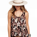 Women's Plus Brown Floral A-Line Tank Top 1XL