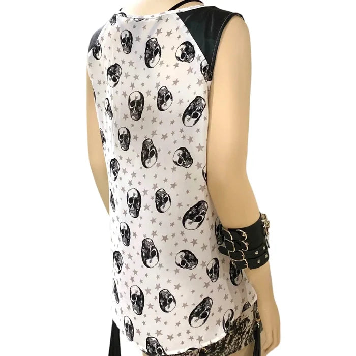 Plus Graphic Stars Black Skulls Tank Top