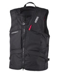 Black airbag vest with visible branding on a white background