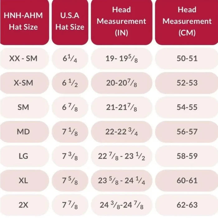 hat-size-chart- maroon-red-fedora