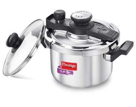 Prestige Svachh Clip-on 3 Litre Stainless Steel Mini Pressure Cooker with Glass Lid
