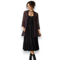 model wearing Purple Black Open Front Mesh Blazer with semi-sheer diamond lattice texture, 3/4 sleeves, romantic boho, gothic layering style