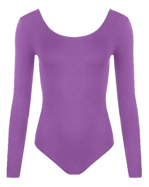Purple Long Sleeve Microfibre Leotard for Girls