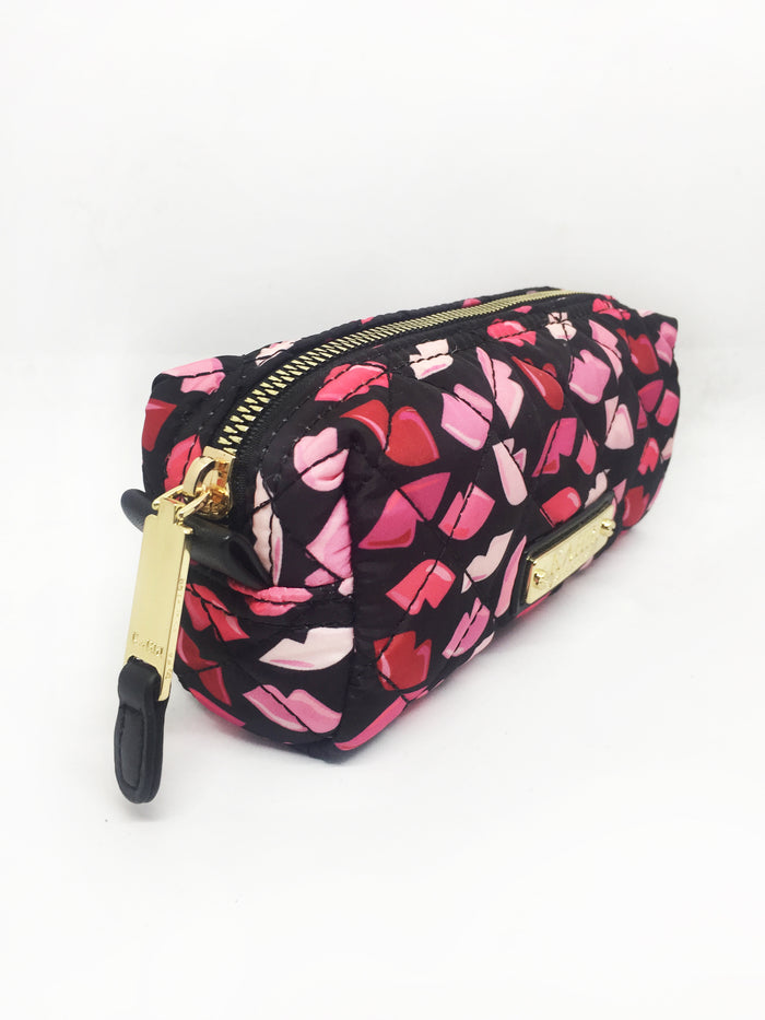 Quilted Lips Nylon Small Pouch