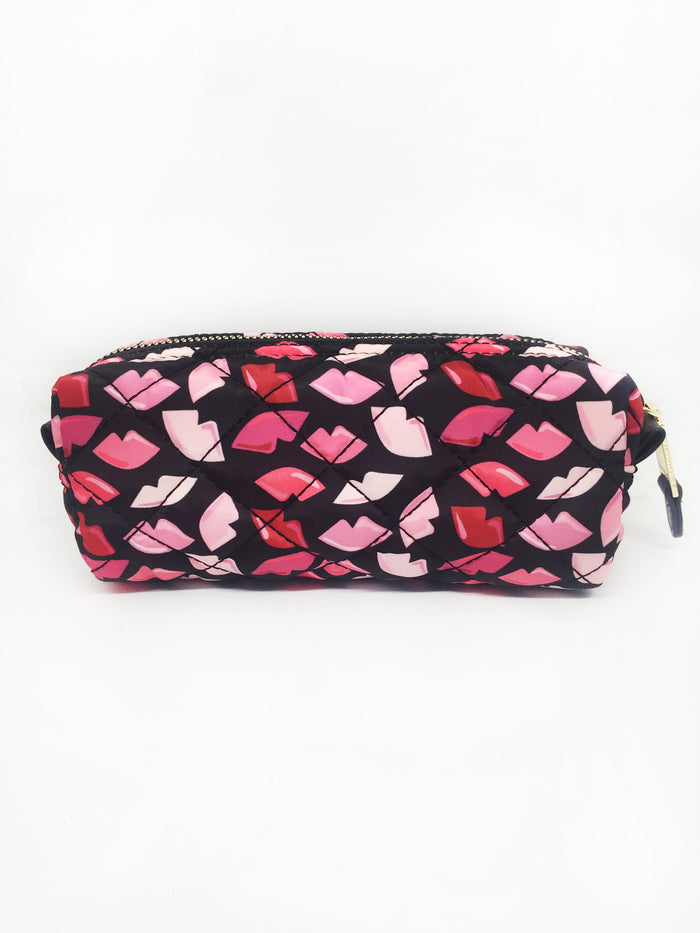 Quilted Lips Nylon Small Pouch