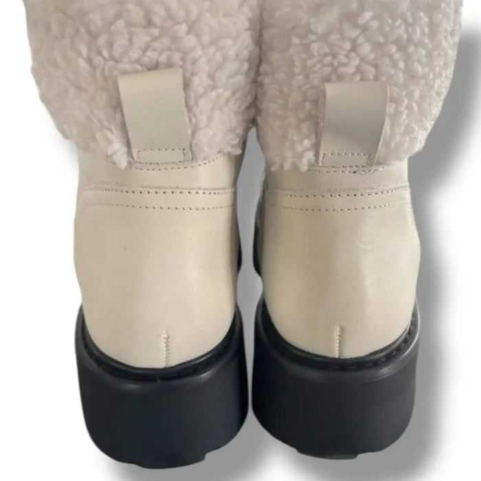 back view quilted sherpa lace up combat boots