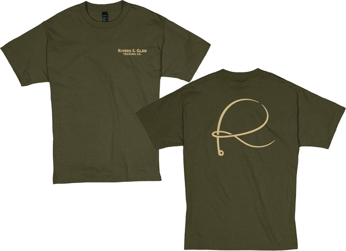 R Logo Tee Rivers and Glen Trading Co. Shirts Military Green Heather / S Apparel Rivers and Glen Trading Co