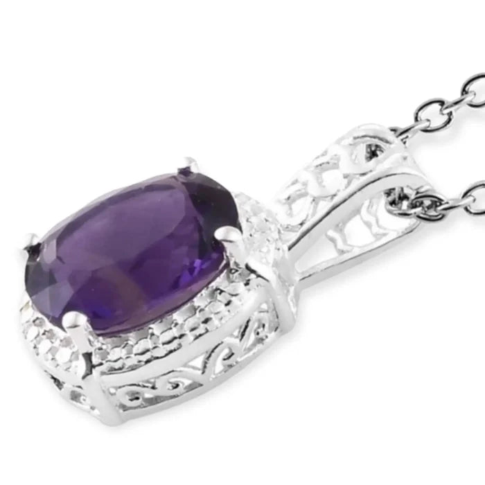 Radiant Purple Amethyst Heart Necklace- Wild Time Fashion