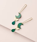 Rajani Teal Moon Phase Drop Earrings