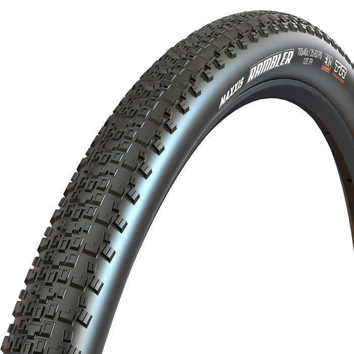 Maxxis, Rambler, Gravel Tire, 700x38C, Folding, Tubeless Ready, Dual, EXO, 120TPI, Black