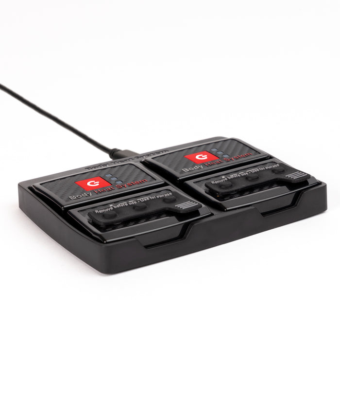 Black electronic device with multiple ports on a white background