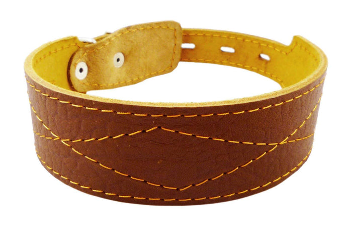 Real Leather Tapered Dog Collar 1.75" Wide, Fits 15"-19" Neck, Medium