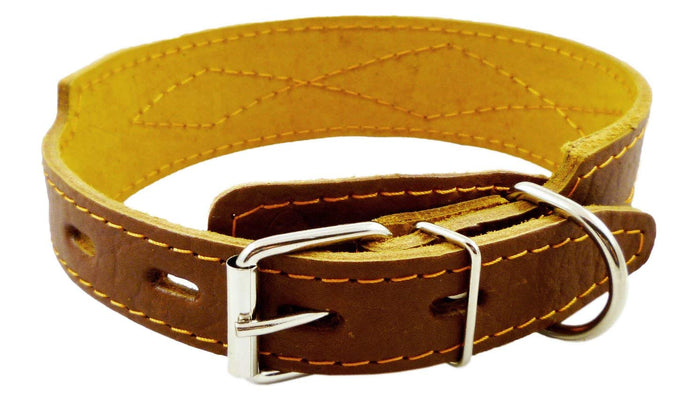 Real Leather Tapered Dog Collar 1.75" Wide, Fits 15"-19" Neck, Medium