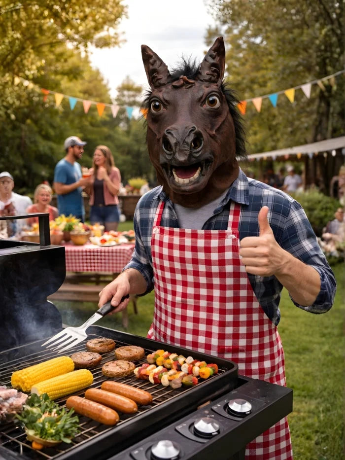Realistic Full Head Latex Brown Horse Mask