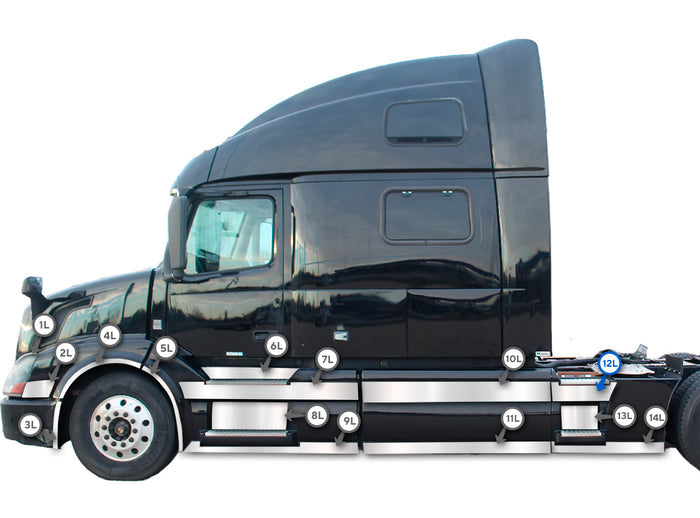 Rear Step Fairing Panel Stripe Top Chrome Trim for Driver Side (12L) 2004-2017 Volvo VNL