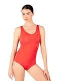 Red Girls Plain Sleeveless Leotard
