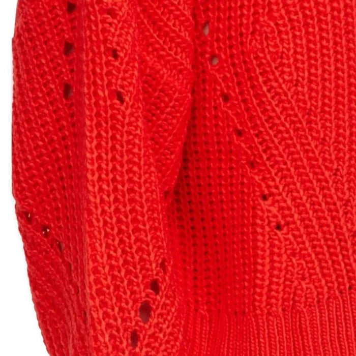 Red Mock Collar Wide Sleeve Sweater