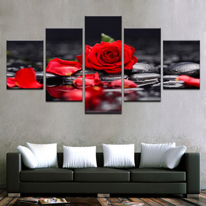 Red Rose Flowers Wall Art Decor Canvas Printing - BlueArtDecor