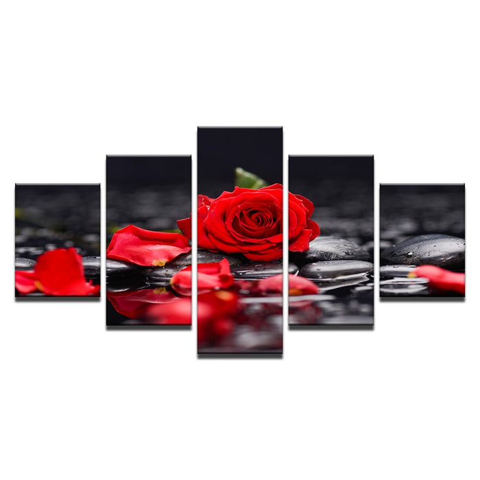Red Rose Flowers Wall Art Decor Canvas Printing - BlueArtDecor