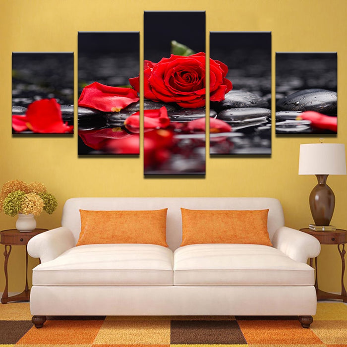 Red Rose Flowers Wall Art Decor Canvas Printing - BlueArtDecor
