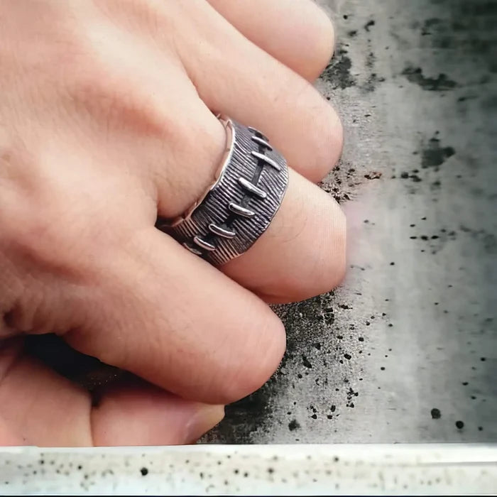 Relic Wide Band Biker Ring