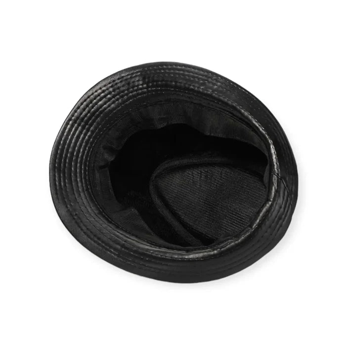 Retro Leather Trilby Fedora Hat underneath image