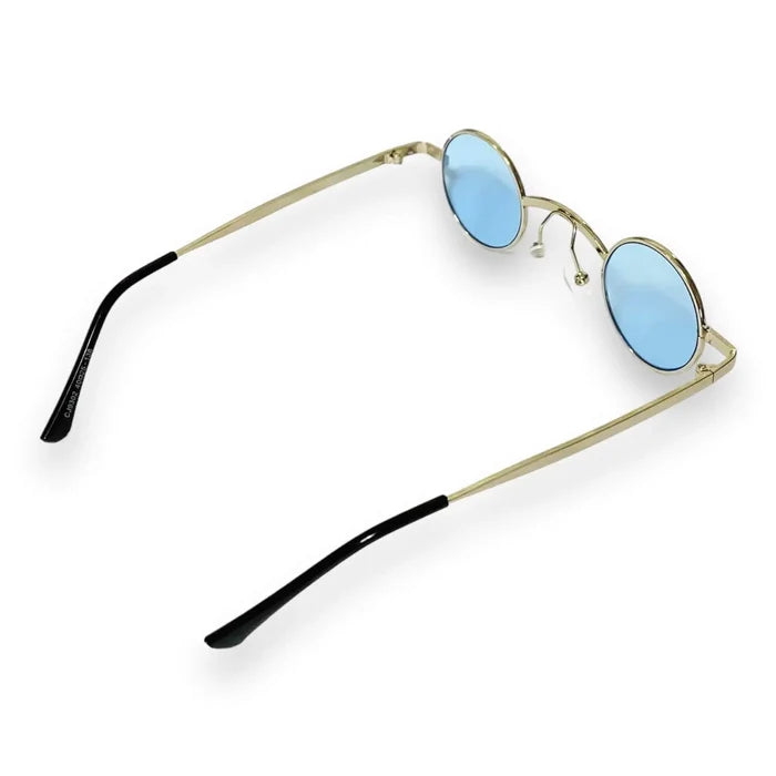 Retro Round Small Lenses Metal Sunglasses in brown, pink, or blue metal gold or silver frames