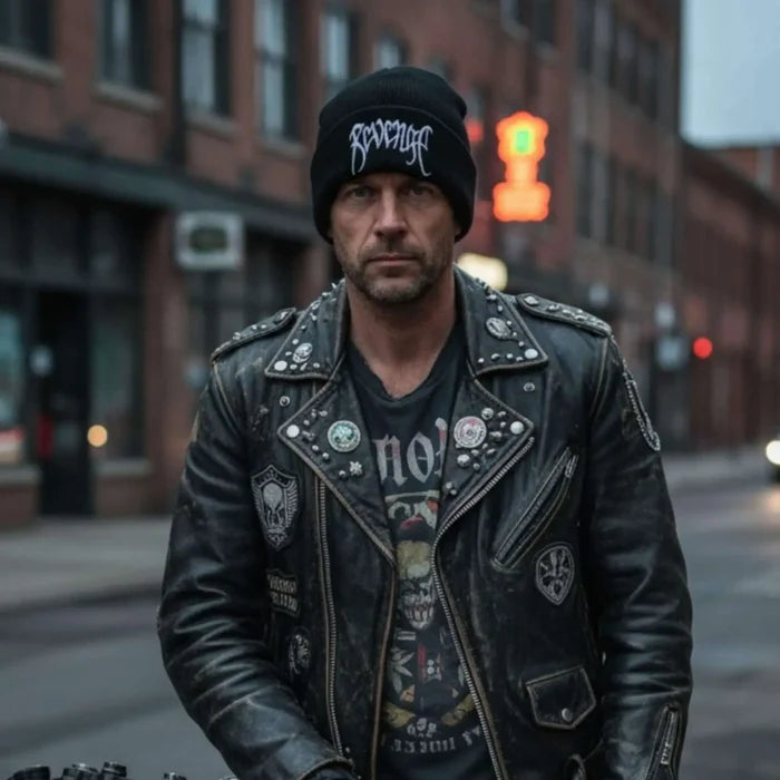 Revenge Black Knit Beanie Cap adjustable unisex headwear one size