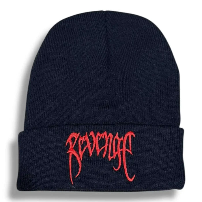 Revenge Black Knit Beanie Cap adjustable unisex headwear one size