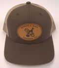 R&G Quail Trucker Hat Brown/Tan Leather Quail Patch 112 Rivers and Glen Trading Co. Hats Brown/Khaki/LeatherQuailPatch/112 Headwear Rivers and Glen Trading Co